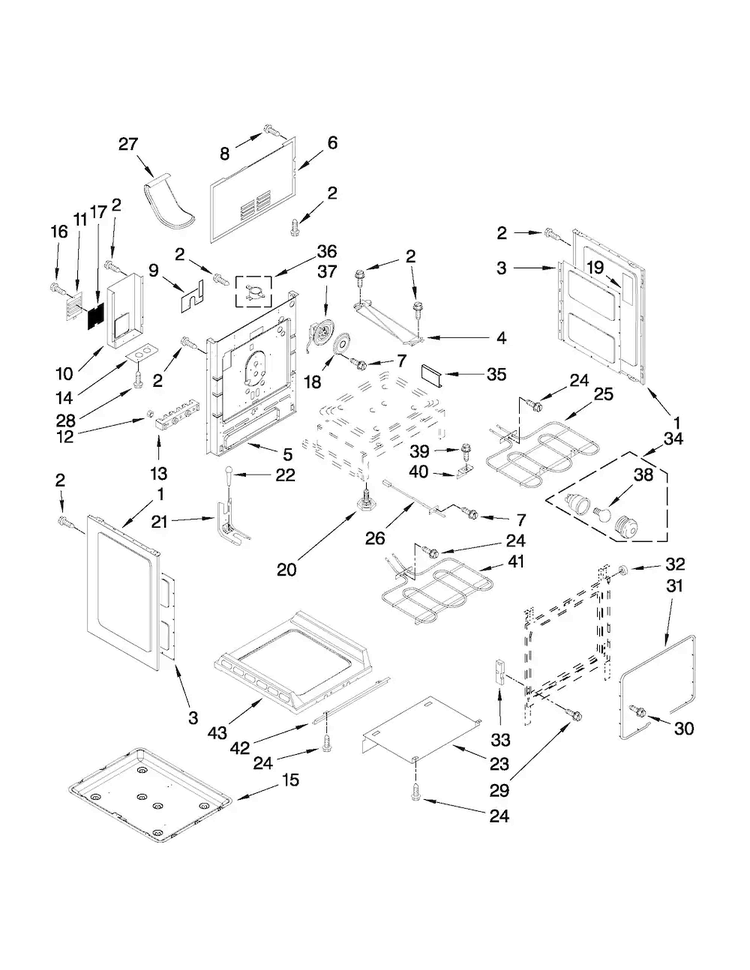 Chassis Parts Diagram and Parts List for MER8772WB0  Maytag Range