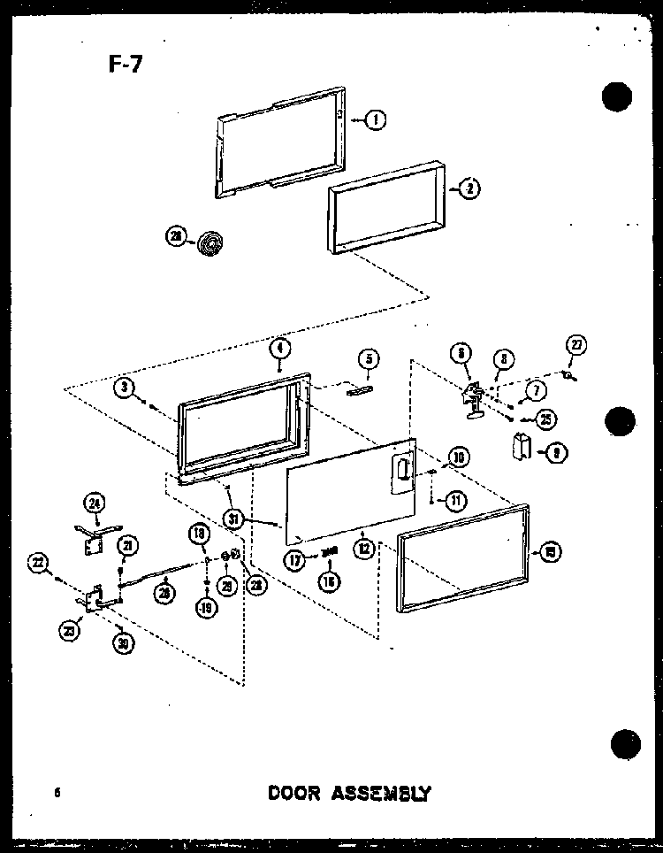 Door Assembly Diagram and Parts List for RC-10SD P75750-2M Amana Microwave