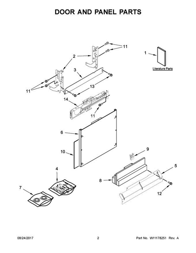 02 - Door And Panel Parts Diagram and Parts List for JDB9200CWX4  Jenn-Air Dishwasher