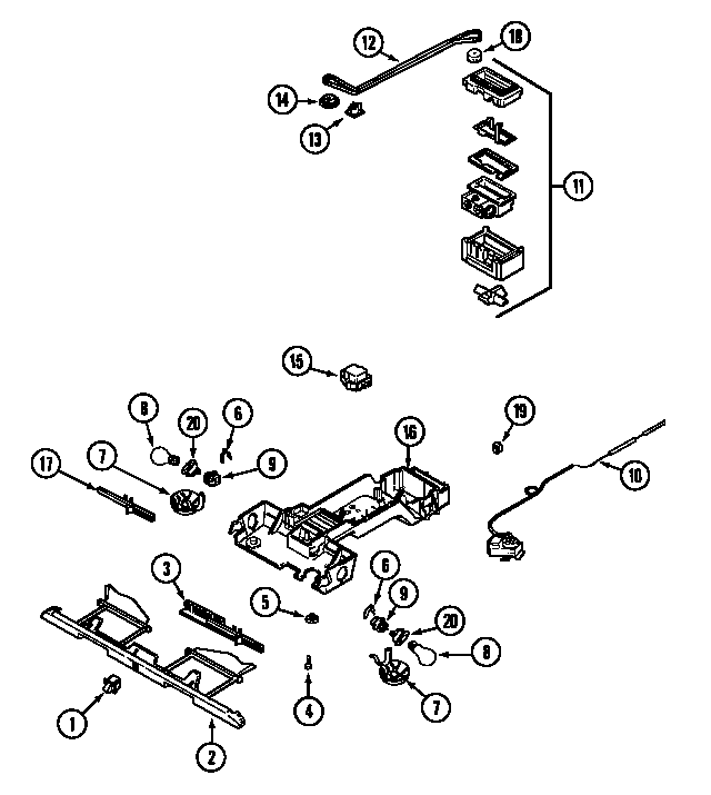 Controls (gt1922nxcw) Diagram and Parts List for GT1922NXC*  Maytag Refrigerator