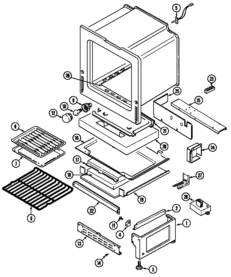 Oven/base Diagram and Parts List for MRG5729ADA  Maytag Range