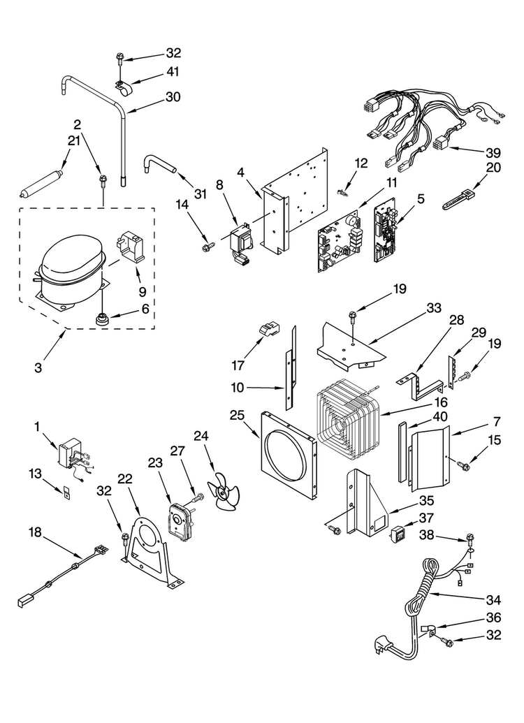 Upper Unit Parts Diagram and Parts List for JF42CXFXDB00  Jenn-Air Refrigerator