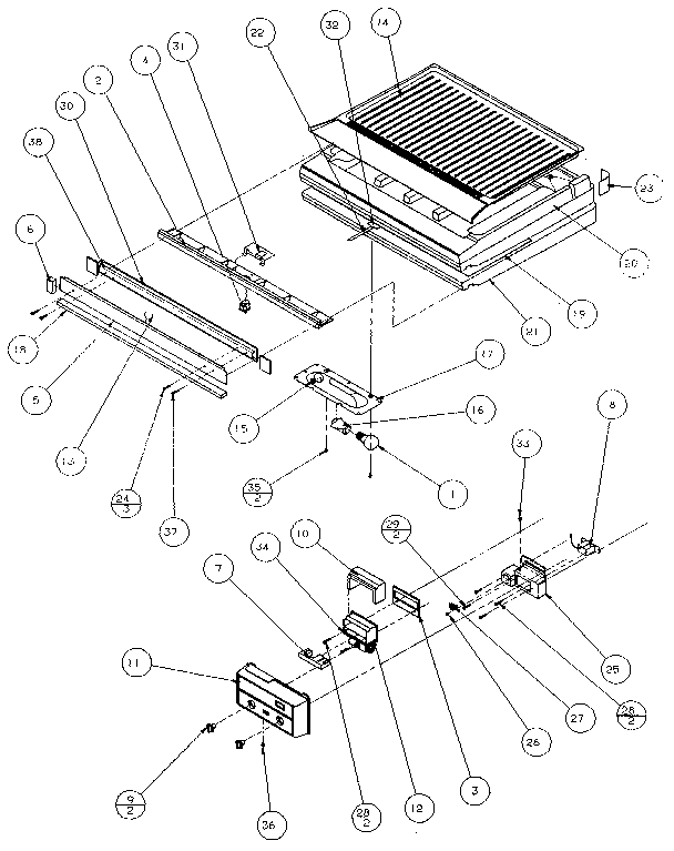 Comparment Separator/divider Block Diagram and Parts List for 85161-P1117111W  Amana Refrigerator