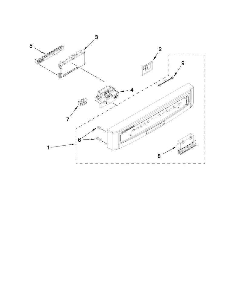 Control Panel And Latch Parts Diagram and Parts List for MDB7749SAW1  Maytag Dishwasher