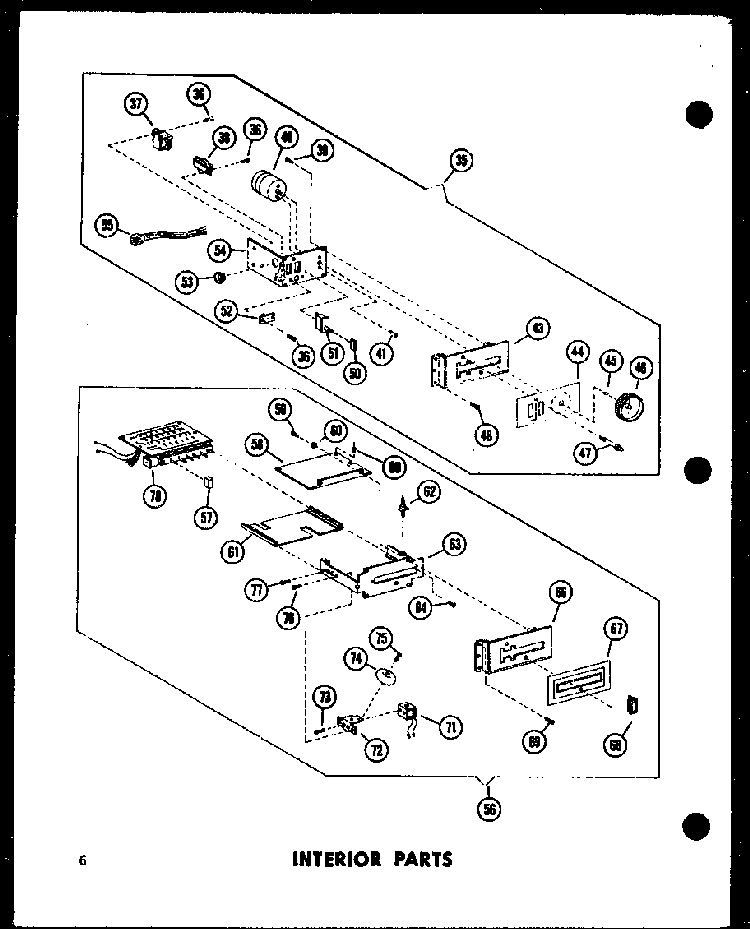 Interior Parts Diagram and Parts List for RC7A-D P72651-2M Amana Microwave