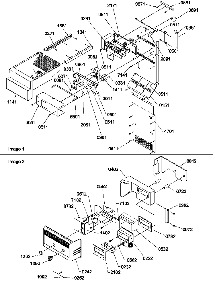 Ice Maker/control Assy Diagram and Parts List for SRD522SW-P1184707WW  Amana Refrigerator