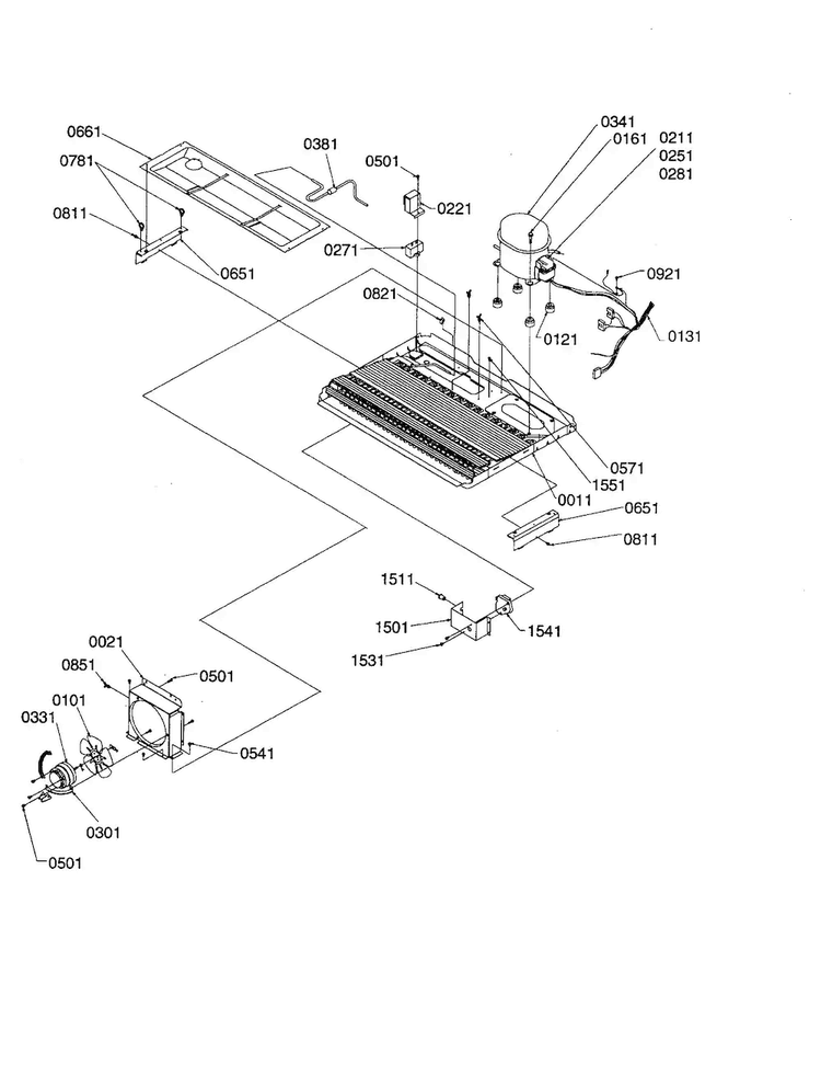 Machine Compartment/muffler Assy. Diagram and Parts List for SX23VE-P1315401WE  Amana Refrigerator