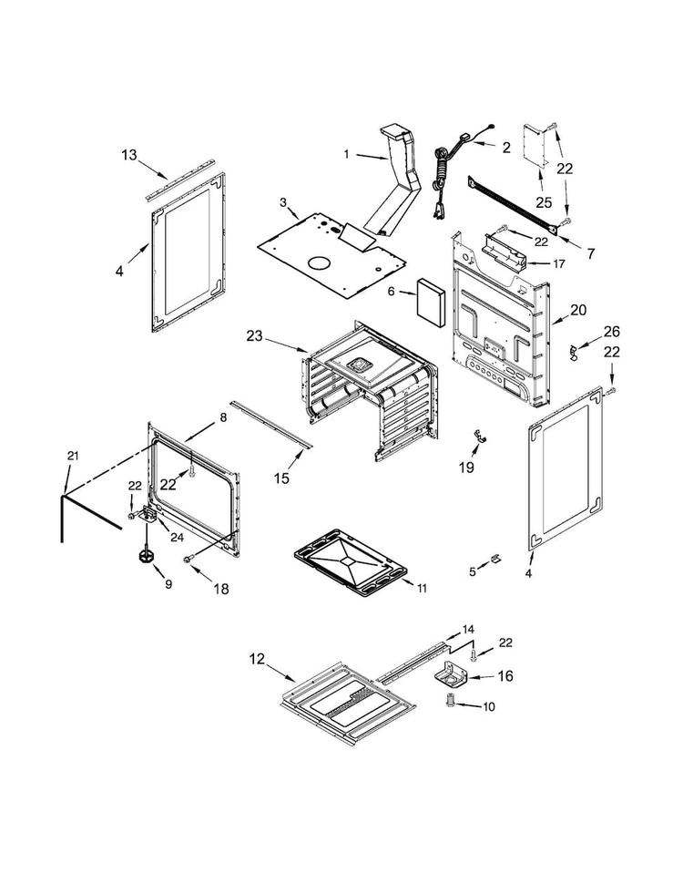 Chassis Parts Diagram and Parts List for AGR4230BAW0  Amana Range