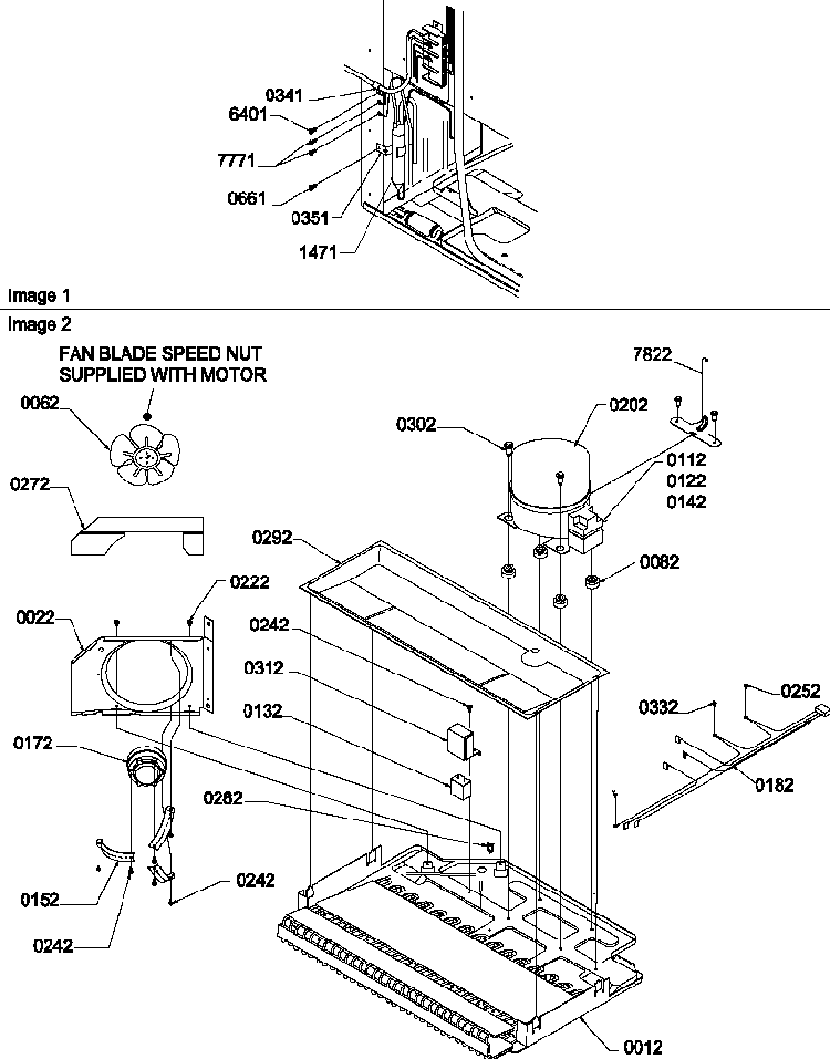 Machine Compartment Diagram and Parts List for TR25VE-P1196404WE  Amana Refrigerator