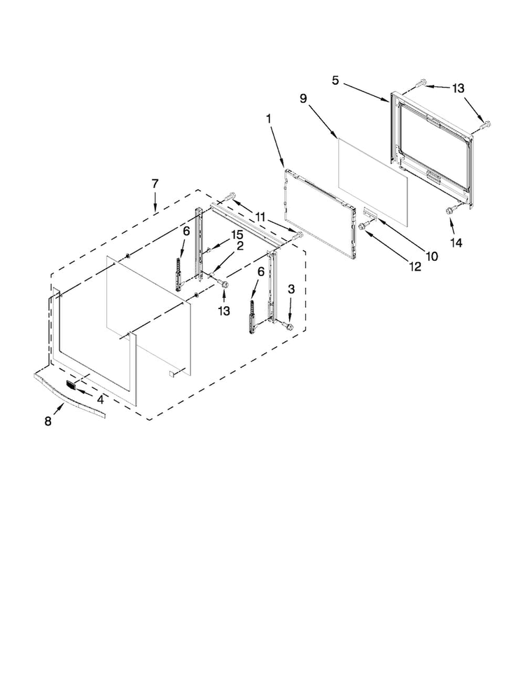 Oven Door Parts Diagram and Parts List for MEW9530AW00  Maytag Wall Oven