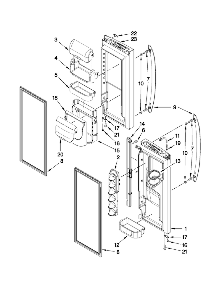 Refrigerator Door Parts Diagram and Parts List for MFI2067AES11  Maytag Refrigerator