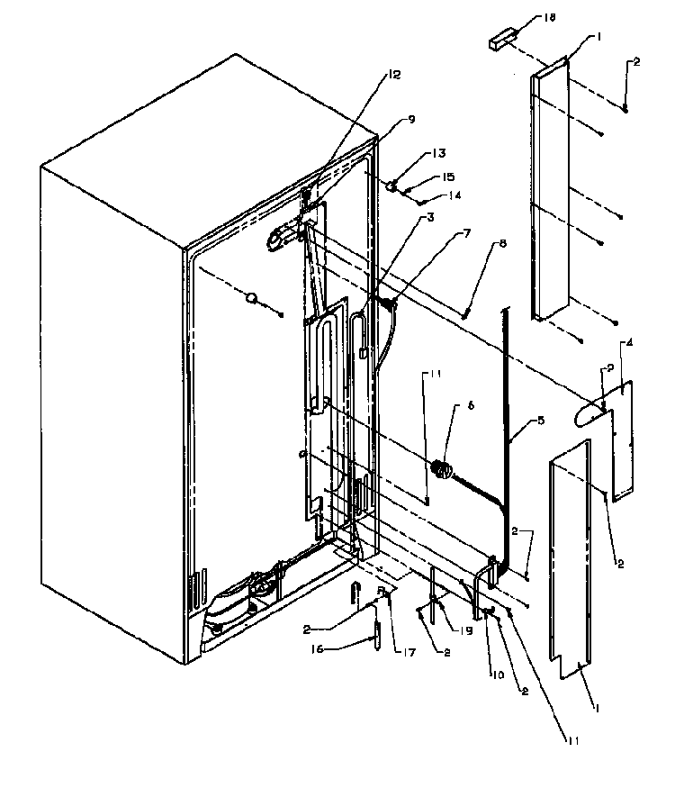 Back Unit Diagram and Parts List for SS22NBW-P1162706WW  Amana Refrigerator