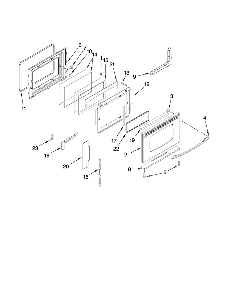 Door Parts Diagram and Parts List for MGS5775BDS21  Maytag Range