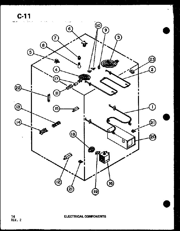Bake Elements Diagram and Parts List for MRR-1000-P85514-4S  Amana Microwave Oven Combo