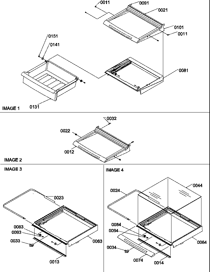 Shelves, Deli, And Crisper Assemblies Diagram and Parts List for SXD20TL-P1302901WL  Amana Refrigerator