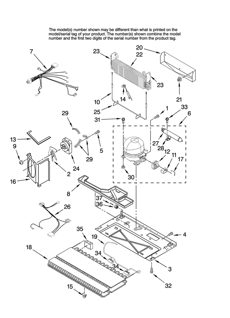 Unit Parts Diagram and Parts List for ABB1927VEW10  Amana Refrigerator