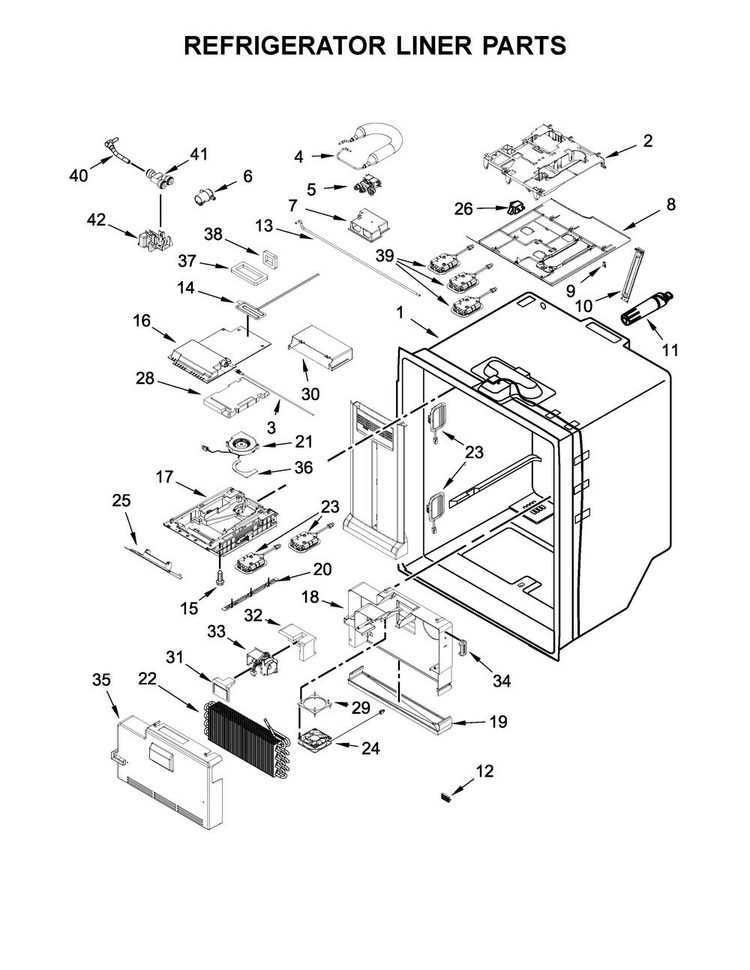 Refrigerator Liner Parts Diagram and Parts List for MFT2776FEZ00  Maytag Refrigerator