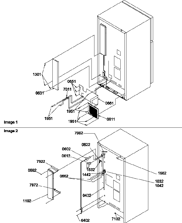 Cabinet Back Diagram and Parts List for TW518VW-P1322501WW  Amana Refrigerator