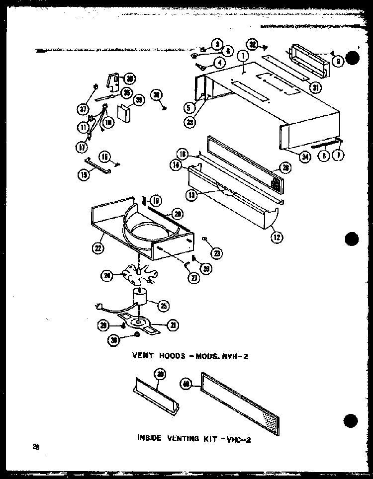 Vent Hoods Diagram and Parts List for RCC-3 P72771-2M Amana Microwave