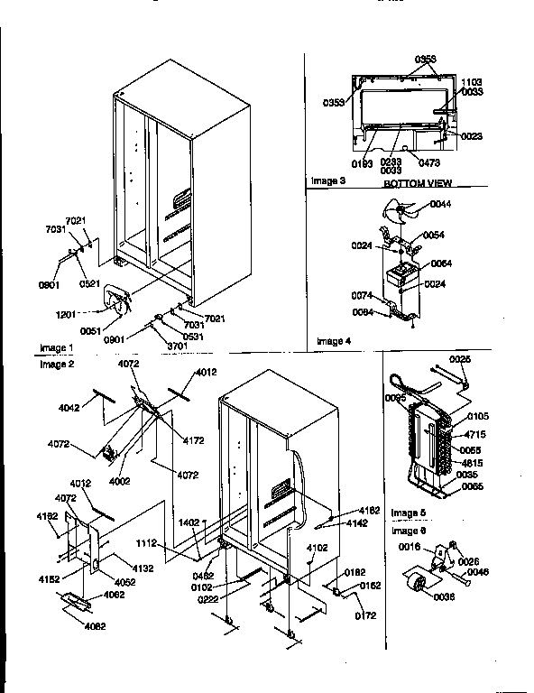 Drain System, Rollers, And Evaporator Diagram and Parts List for 57089-P1190814WE  Amana Refrigerator
