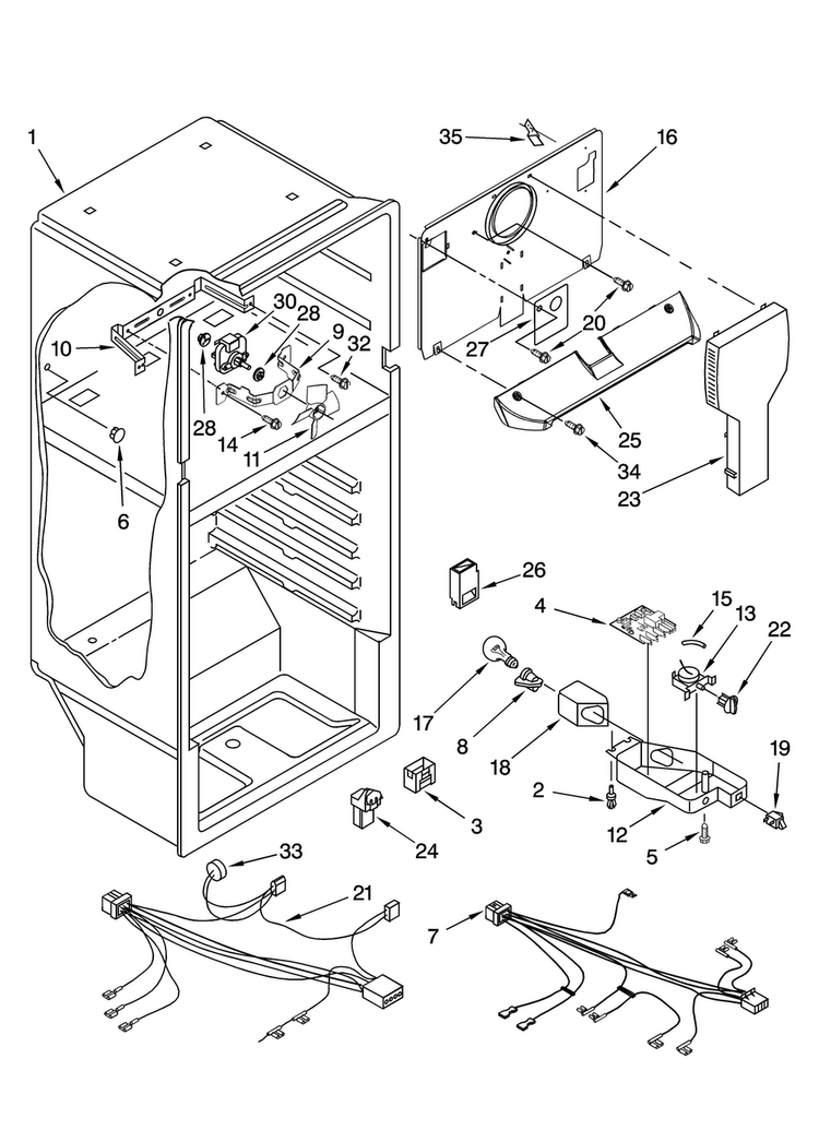 Liner Parts Diagram and Parts List for MTB1551EEW00  Maytag Refrigerator