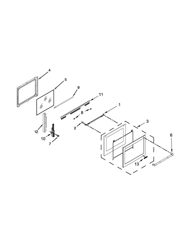 Door Parts Diagram and Parts List for JDS1450DP0  Jenn-Air Range