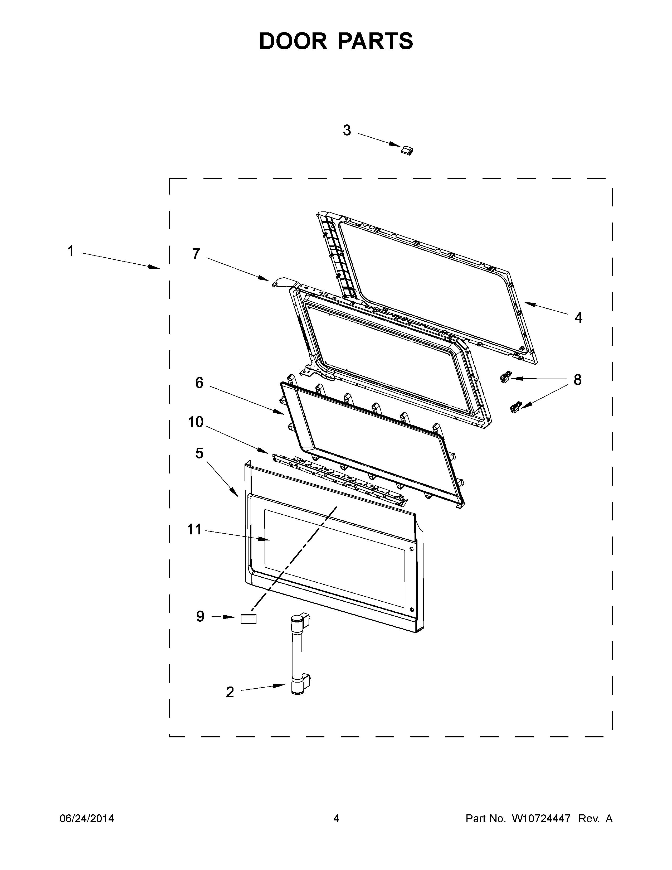 03 - DOOR PARTS Diagram and Parts List for YMMV4205DS0  Maytag Microwave