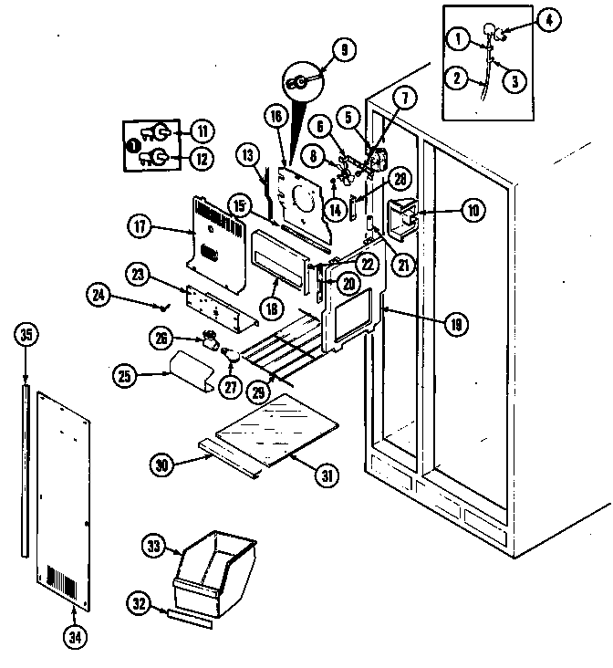 Freezer Compartment Diagram and Parts List for GS24X8DA-DR83A  Maytag Refrigerator