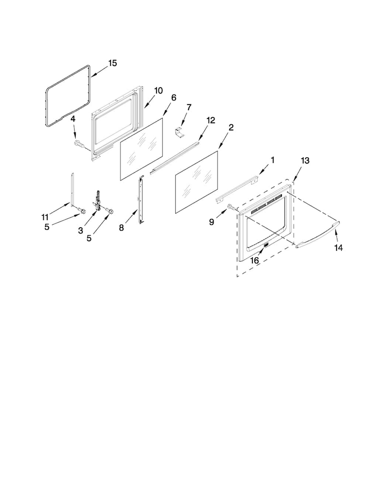 Door Parts Diagram and Parts List for MER8775AB0  Maytag Range