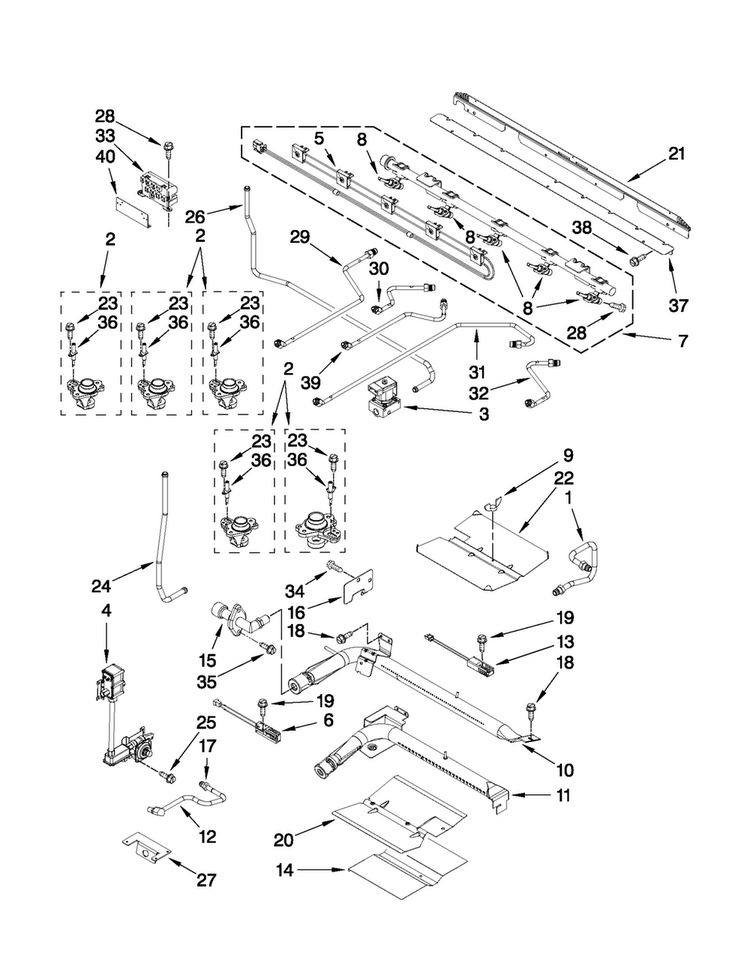 Manifold Parts Diagram and Parts List for MGT8775XB01  Maytag Range