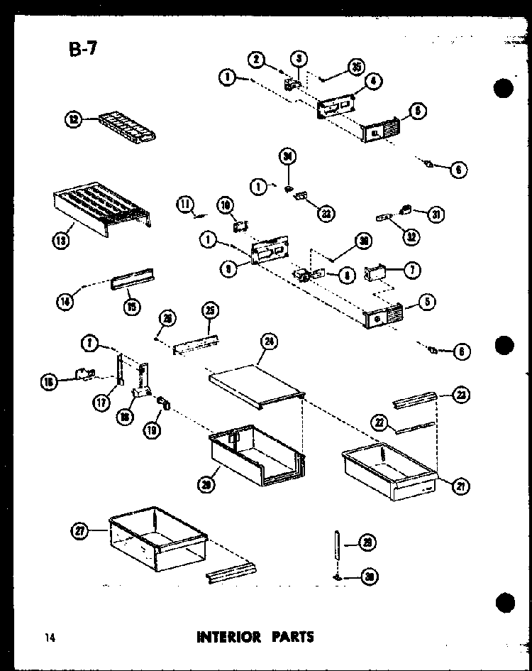 Interior Parts Diagram and Parts List for TC18D-L-P74660-5WL  Amana Refrigerator