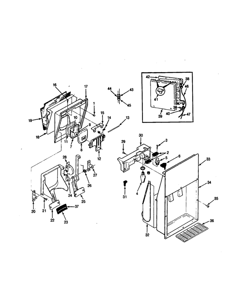 Ice And Water Dispenser Diagram and Parts List for RC20LA-3AW-BS10A  Magic Chef Refrigerator