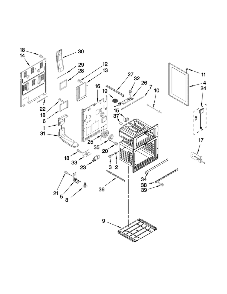 Chassis Parts Diagram and Parts List for MER6875BAS18  Maytag Range