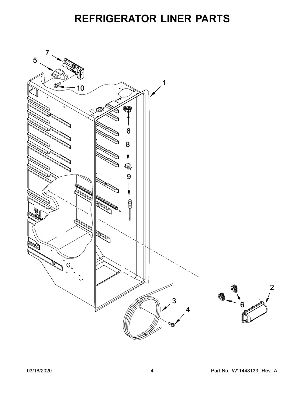 Refrigerator Liner Parts Diagram and Parts List for ASI2175GRB03  Maytag Refrigerator