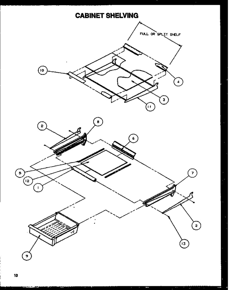 Cabinet Shelving Diagram and Parts List for TA18R2L-P1158306WL  Amana Refrigerator
