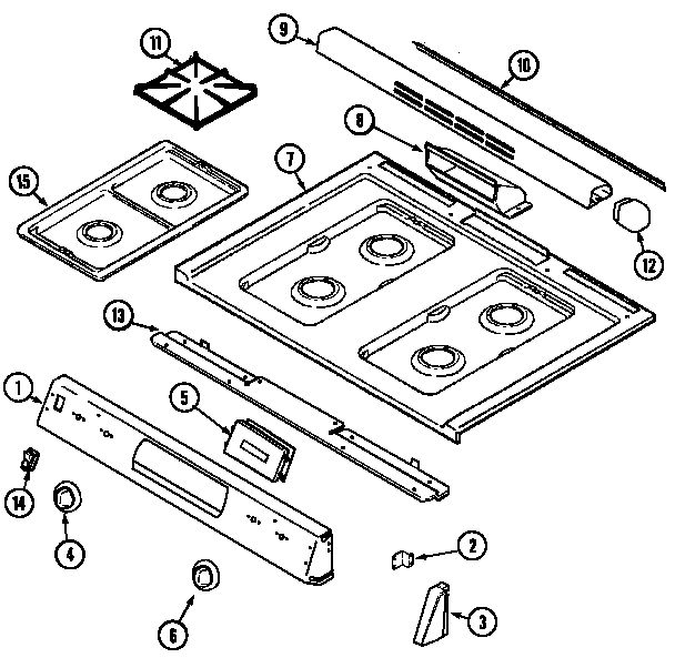 Top Assembly Diagram and Parts List for CGS1750AD*  Maytag Range