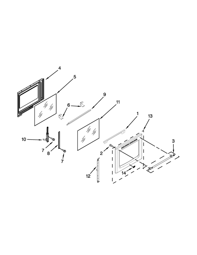 Door Parts Diagram and Parts List for MGR8800DS2  Maytag Range