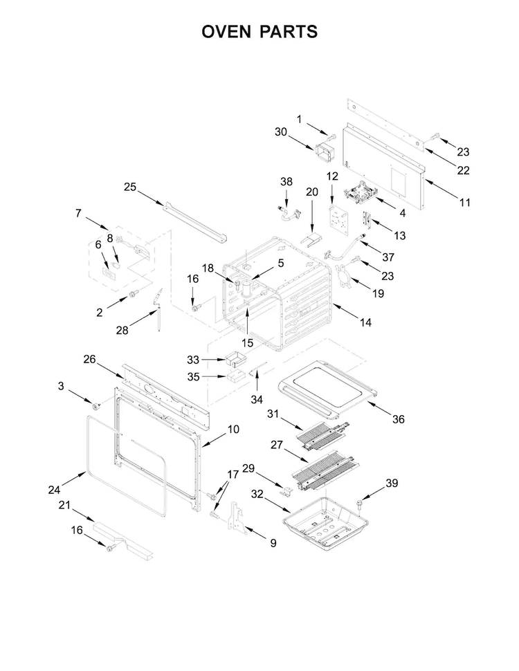 Oven Parts Diagram and Parts List for JGRP430WP02  Jenn-Air Range