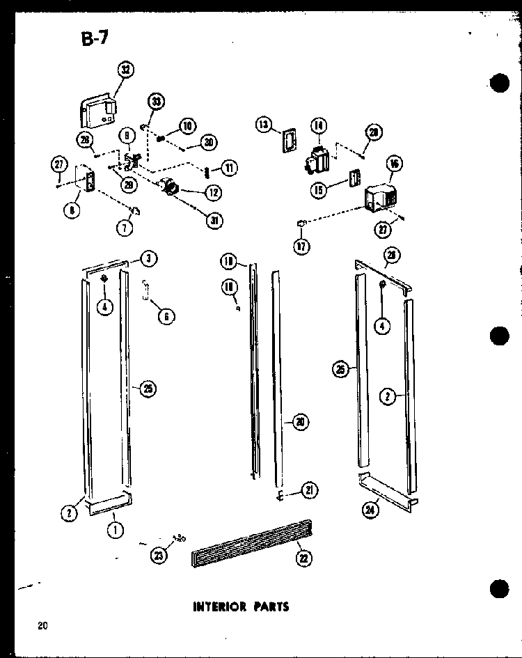 Interior Parts Diagram and Parts List for SRI22E-1-C-P74870-26WC  Amana Refrigerator
