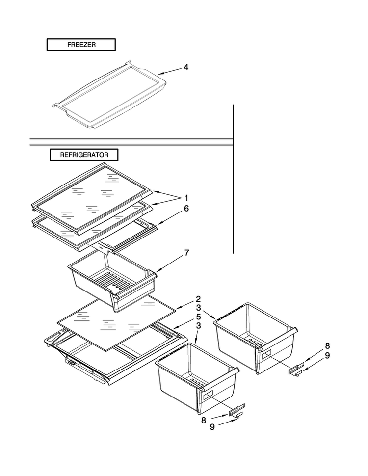 Shelf Parts Diagram and Parts List for M8RXEGMXW00  Maytag Refrigerator
