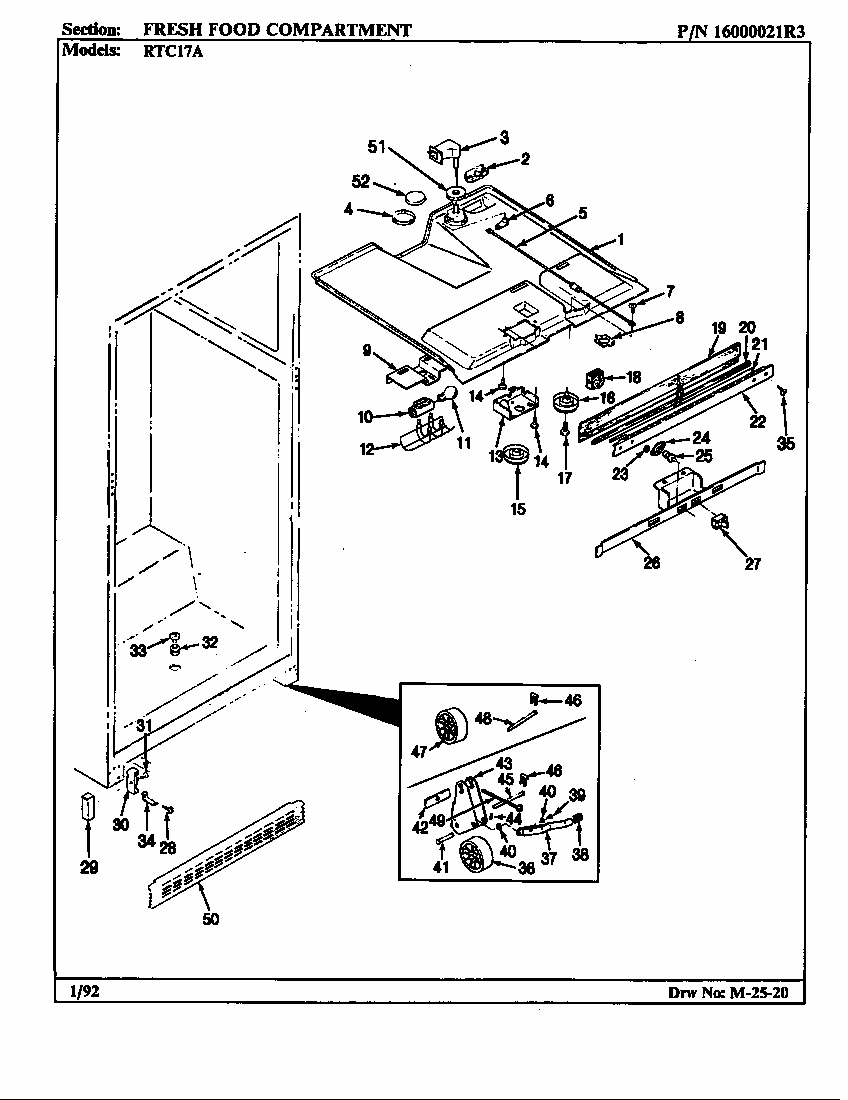 Fresh Food Compartment Diagram and Parts List for RTC17A-BH26D  Maytag Refrigerator