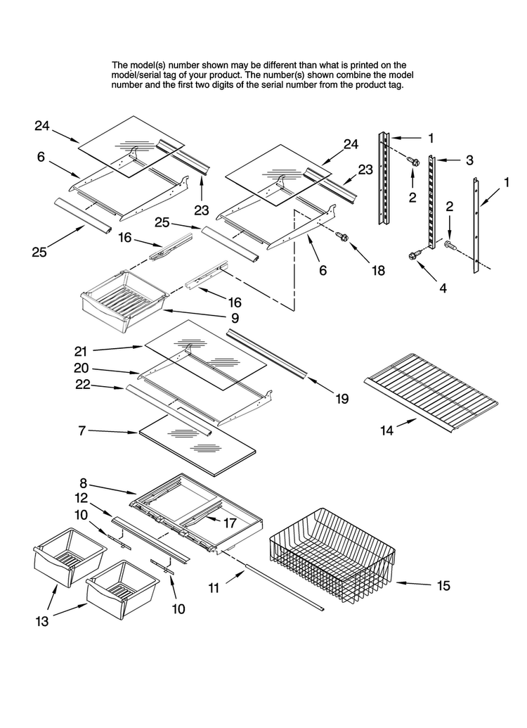 Shelf Parts Diagram and Parts List for ABB1921DEW15  Amana Refrigerator