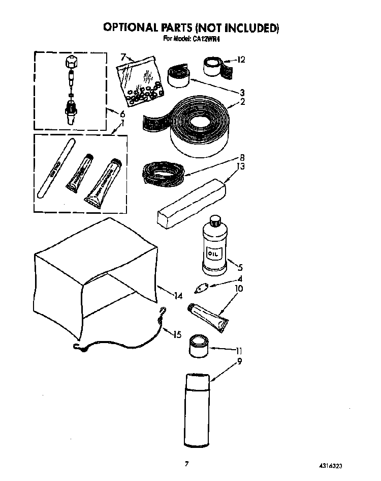 Optional Diagram and Parts List for CA12W04  Crosley Air Conditioner