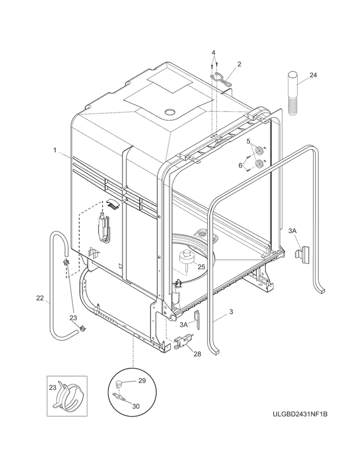 Tub Diagram and Parts List for CDB900NS1A  Crosley Dishwasher