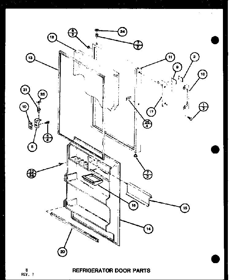 Refrigerator Door Parts Diagram and Parts List for TM16G1-P76512-28W  Amana Refrigerator