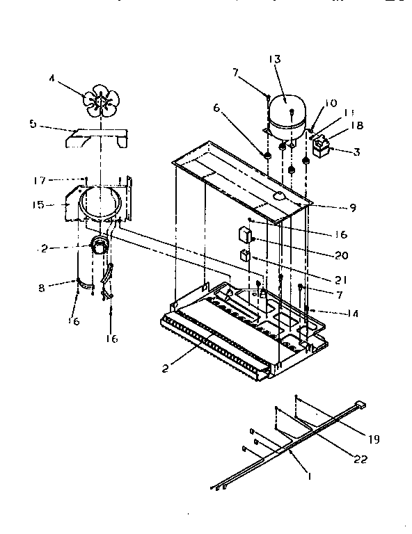Compressor Compartment Diagram and Parts List for TR21S4E-1196104WE  Amana Refrigerator