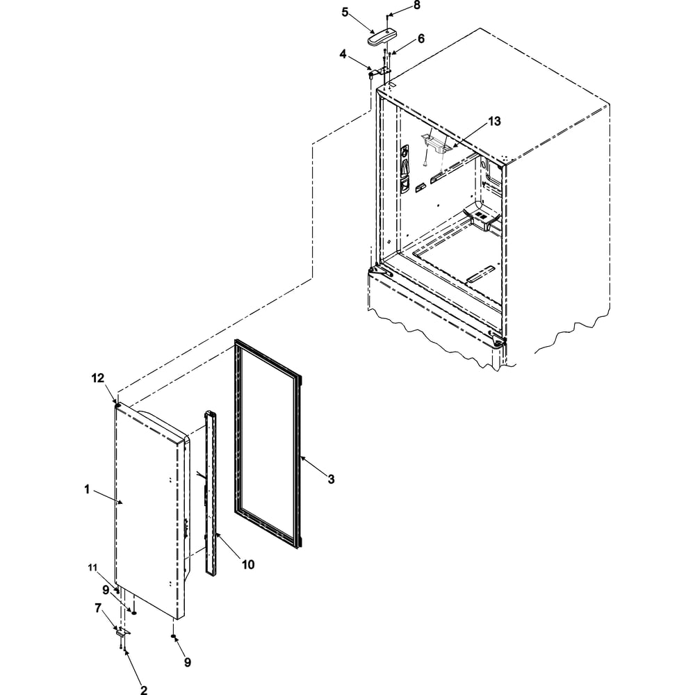 Left Refrigerator Door Diagram and Parts List for AFF2534FEB1  Amana Refrigerator