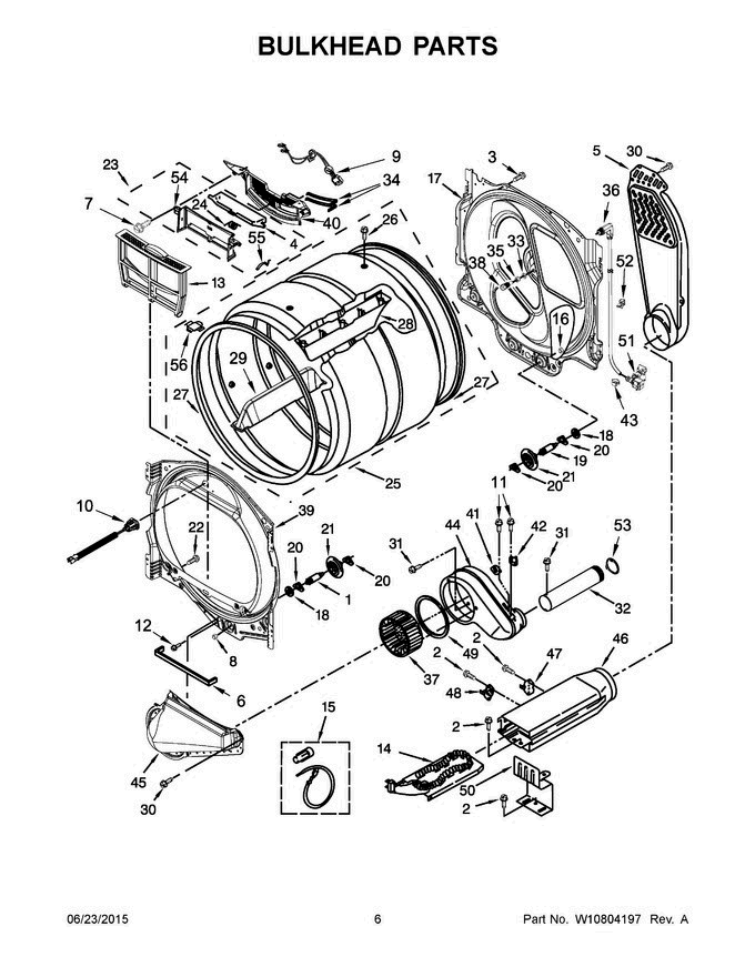 04 - Bulkhead Parts Diagram and Parts List for YMEDB855DC1  Maytag Dryer