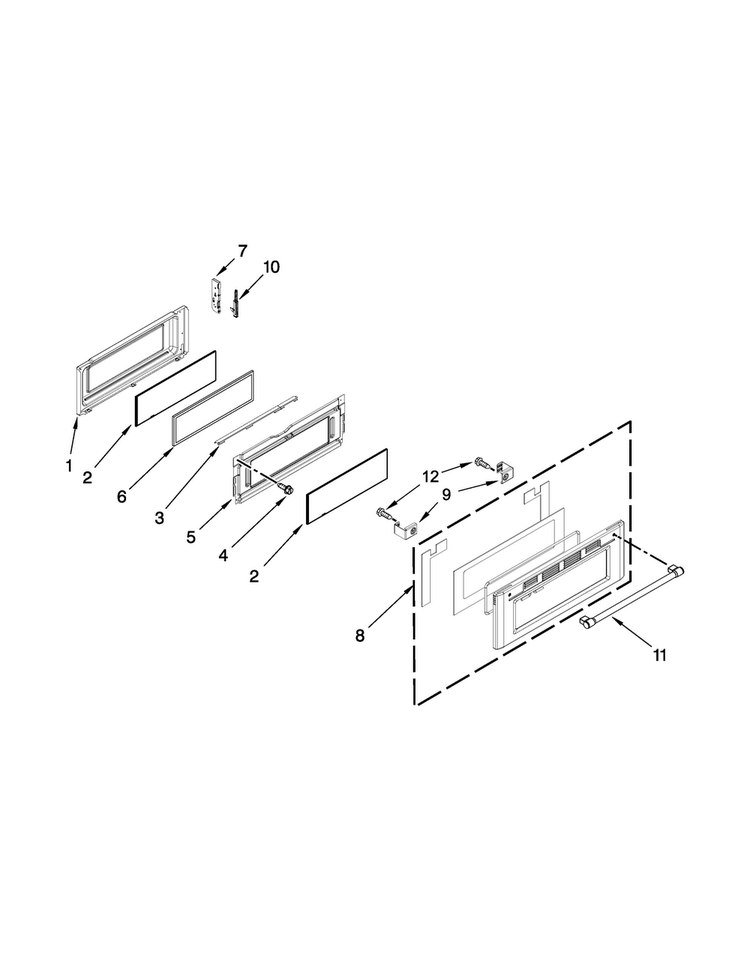 Upper Door Parts Diagram and Parts List for MET8820DS01  Maytag Range