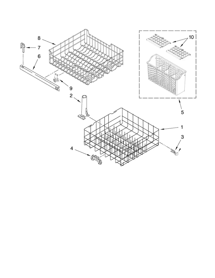 Dishrack Parts Diagram and Parts List for CDB4000XB0  Magic Chef Dishwasher